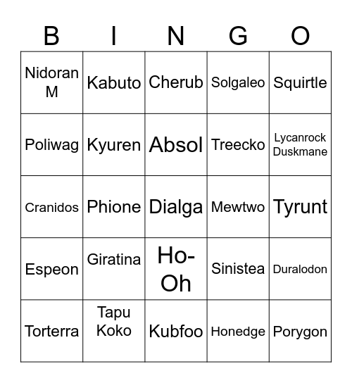 Shiny Bing 2024 Bingo Card