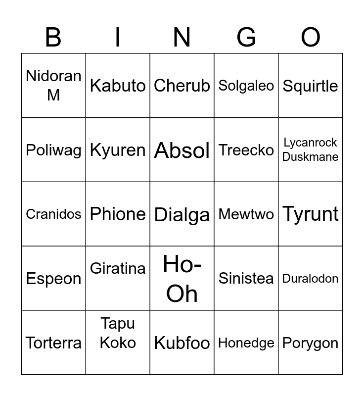 Shiny Bing 2024 Bingo Card