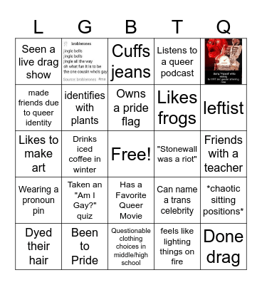 LGBTQ+ Bingo Card