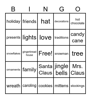 Holiday Bingo Card