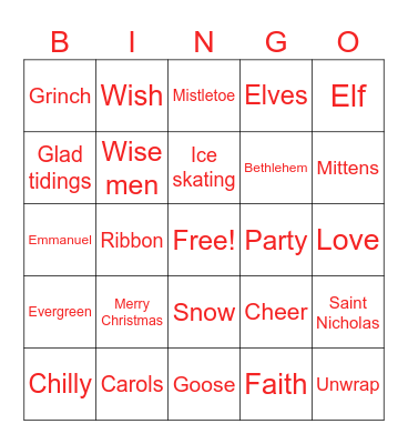 Christmas Bingo Card