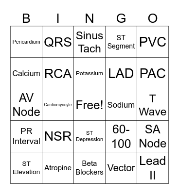 EKG BINGO Card
