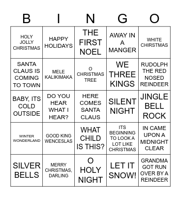 CHRISTMAS CAROL Bingo Card