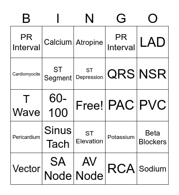 EKG BINGO! Bingo Card