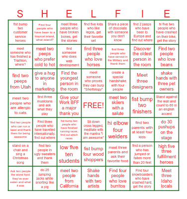 Shelfology Social Bingo-Get to know your crew! Bingo Card