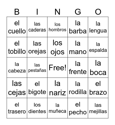 El Cuerpo Bingo Card