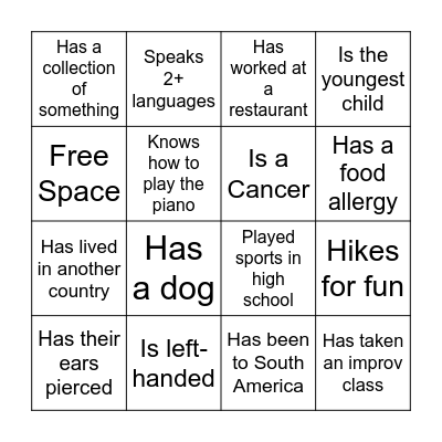 UP Team Bingo Card