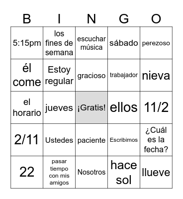 Autentico 4A Bingo Card