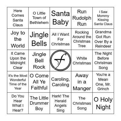 Christmas Carol Bingo Card