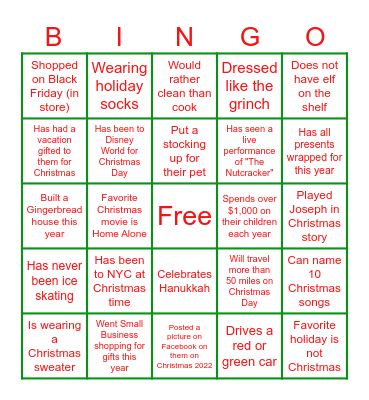 Christmas Ice Breaker Bingo Card