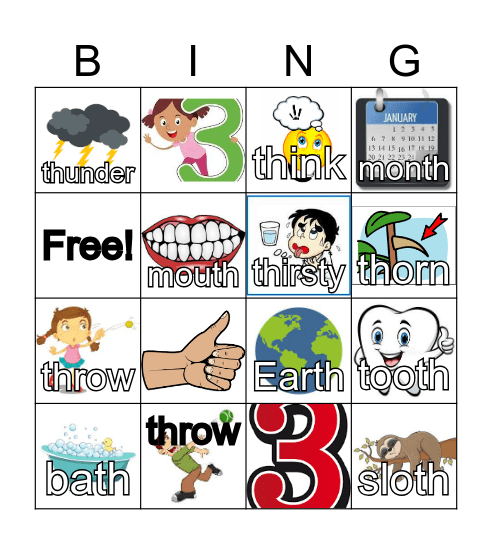 TH WORDS Bingo Card