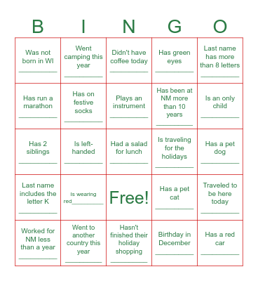 TEAM BINGO Card