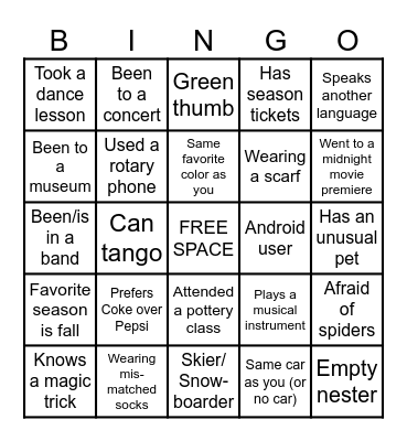 Get to Know your Coworkers! Bingo Card