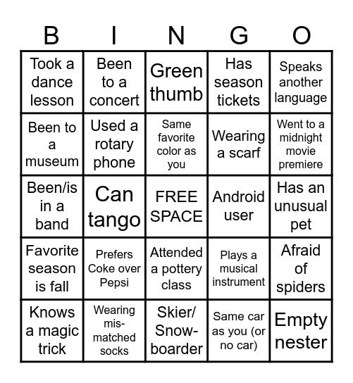 Get to Know your Coworkers! Bingo Card