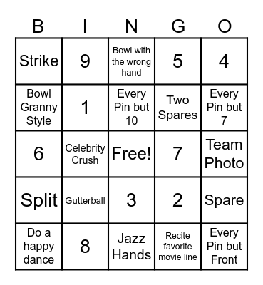 CBS Bowling Bingo Card