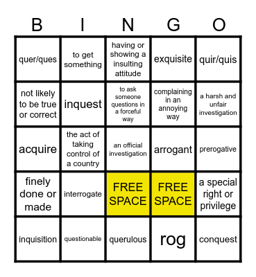 VOCAB BINGO Card