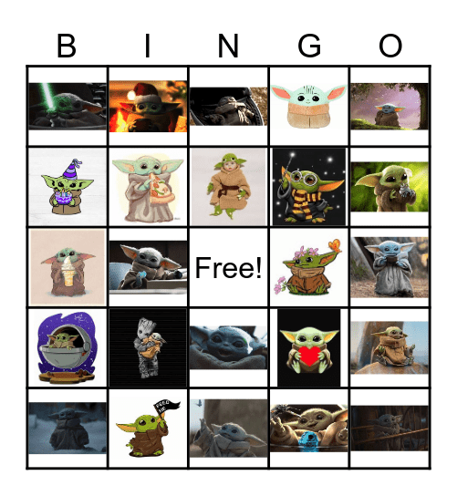 Baby Yoda Bingo Card