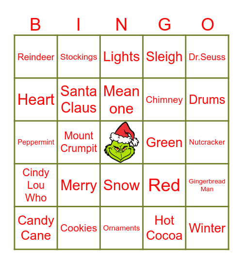 GRINCH BINGO! Bingo Card