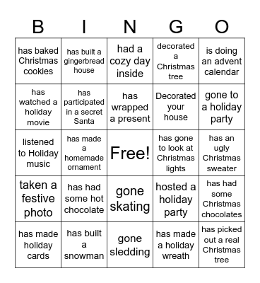 Christmas Bingo Card