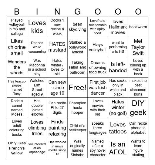 Holiday Social 2023 Bingo Card