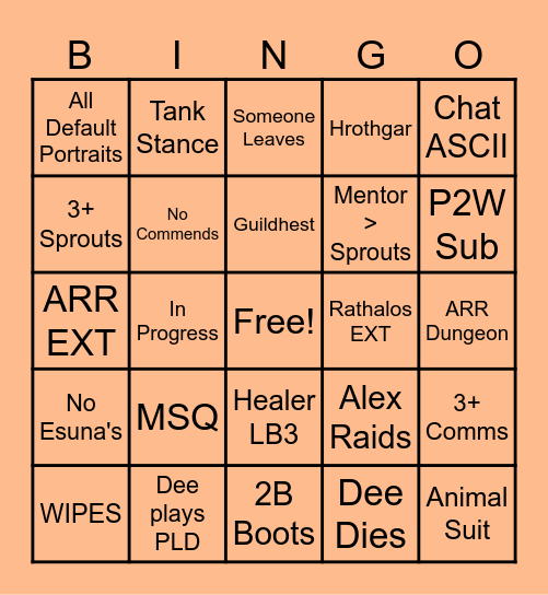 Mentor Roulette Bingo Card