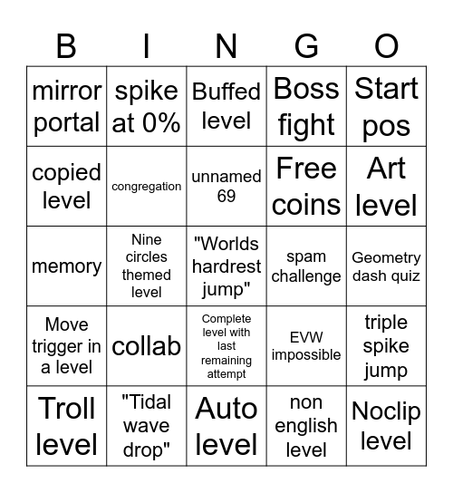 Recent tab BINGO #2! Bingo Card