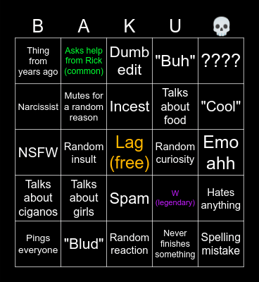 Baku Bingo Card