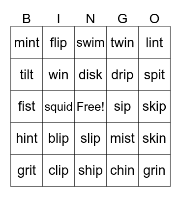 Short i review Bingo Card