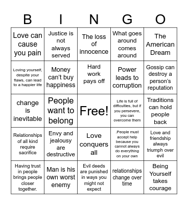 Theme bingo Card