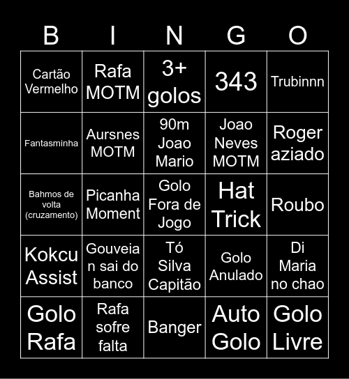 Benfica Bingo Card (BBC) Bingo Card