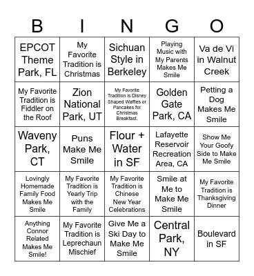 PG&E Holiday Bingo Card