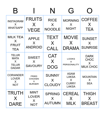 MY 1 & ONLY 1 <3 Bingo Card