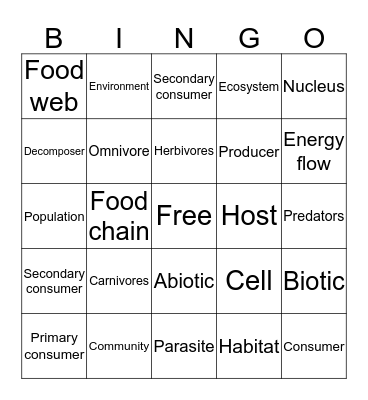 Chris's ecosystem  Bingo Card