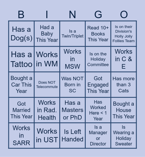 Jingle & Mingle Bingo Card