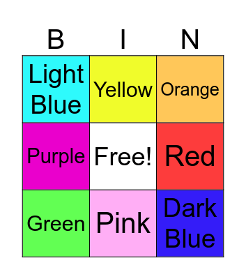 Color Bingo Card