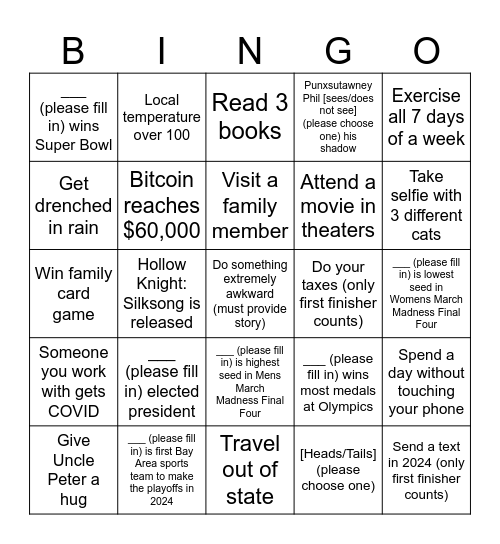 2024 Bingo Card