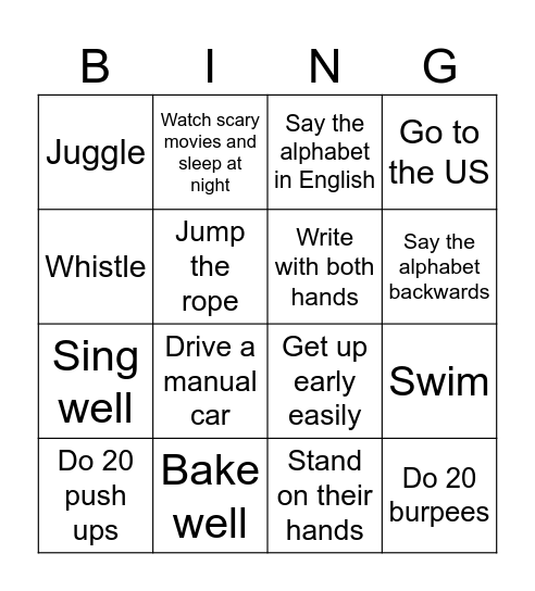 Can for Ability Bingo Card