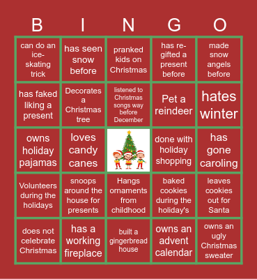 Virtual Holiday Bingo Card