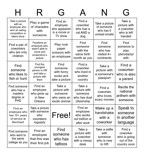 HR Strategy Bingo Card