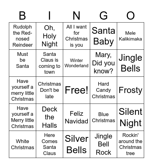 Christmas Singo Bingo Card