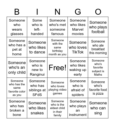 Human Bingo Card