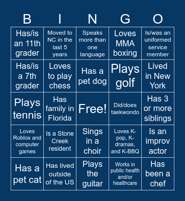 Holiday Get-Together Bingo Card