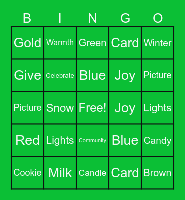 Holiday Bingo Card