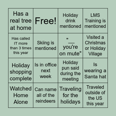 Amgen Holiday Bingo Card