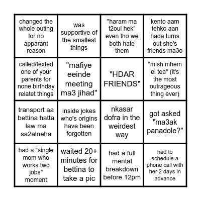 BETTINGO Bingo Card