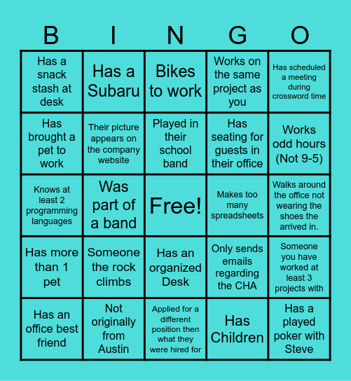 Nanohmics 2023 Bingo Card