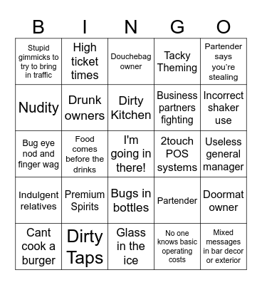 Bar Rescue Bingo Card