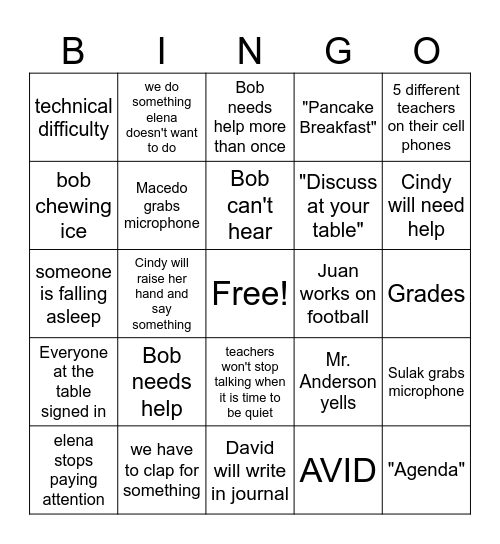 Faculty Meeting 12/13/23 Bingo Card