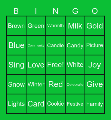 Holiday Bingo Card