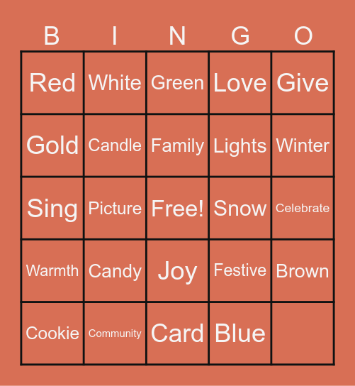 Holiday Bingo Card